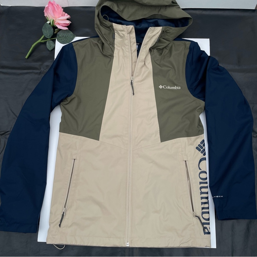 Columbia Men's Multi-Color Hooded rain Jacket size S